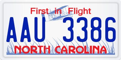 NC license plate AAU3386