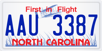 NC license plate AAU3387