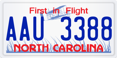 NC license plate AAU3388