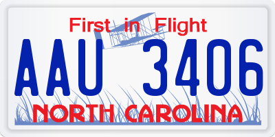 NC license plate AAU3406