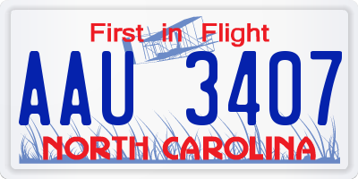 NC license plate AAU3407