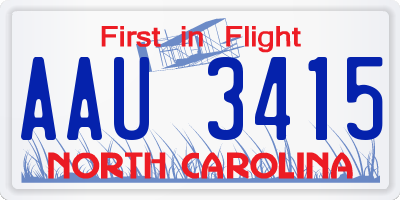 NC license plate AAU3415