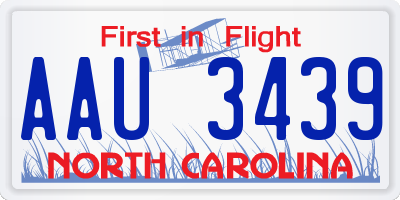 NC license plate AAU3439