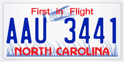 NC license plate AAU3441