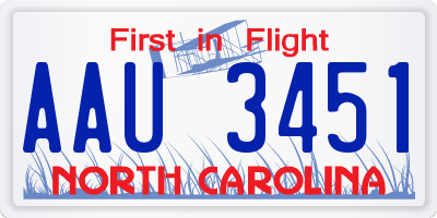 NC license plate AAU3451