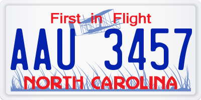 NC license plate AAU3457