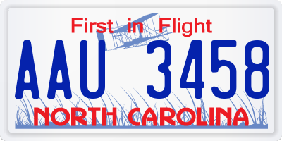NC license plate AAU3458