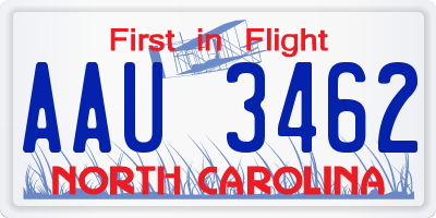 NC license plate AAU3462