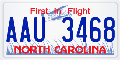 NC license plate AAU3468