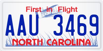 NC license plate AAU3469