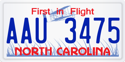 NC license plate AAU3475