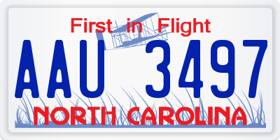 NC license plate AAU3497