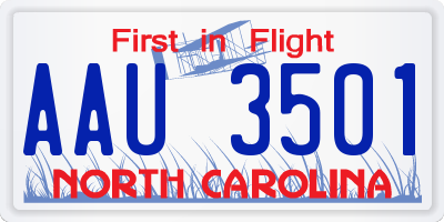 NC license plate AAU3501