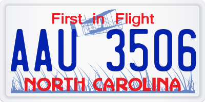NC license plate AAU3506