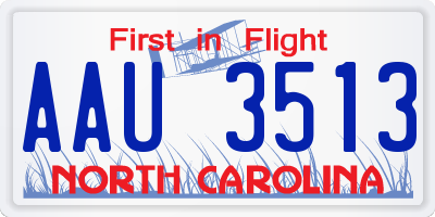 NC license plate AAU3513