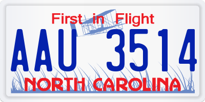 NC license plate AAU3514