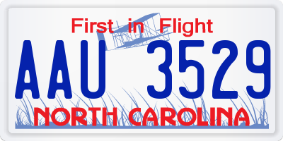 NC license plate AAU3529