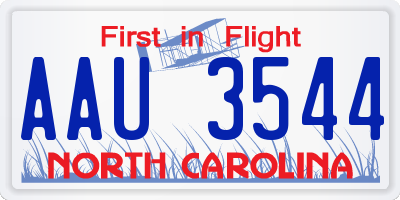 NC license plate AAU3544