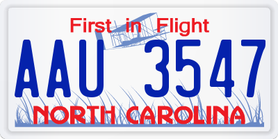 NC license plate AAU3547