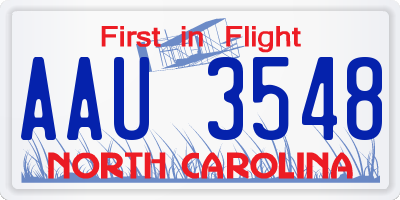 NC license plate AAU3548