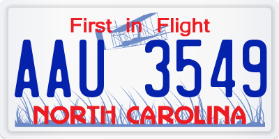 NC license plate AAU3549