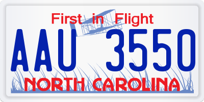 NC license plate AAU3550