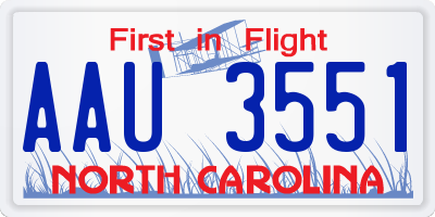 NC license plate AAU3551