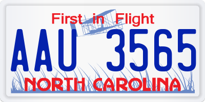 NC license plate AAU3565