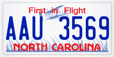 NC license plate AAU3569