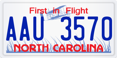NC license plate AAU3570