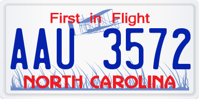 NC license plate AAU3572