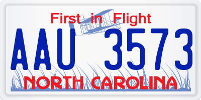 NC license plate AAU3573