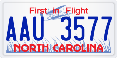 NC license plate AAU3577