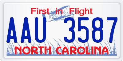 NC license plate AAU3587