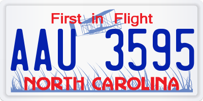 NC license plate AAU3595