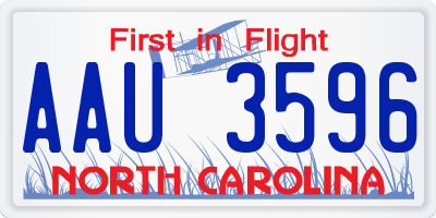 NC license plate AAU3596