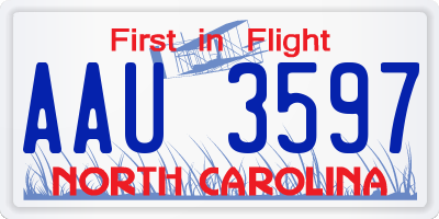NC license plate AAU3597
