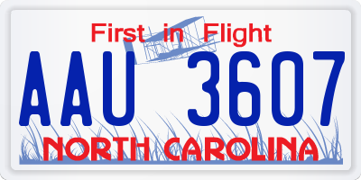 NC license plate AAU3607