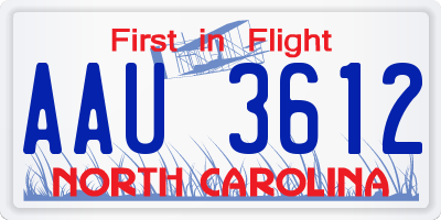 NC license plate AAU3612