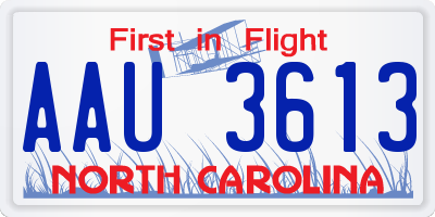 NC license plate AAU3613