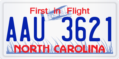 NC license plate AAU3621