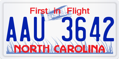 NC license plate AAU3642
