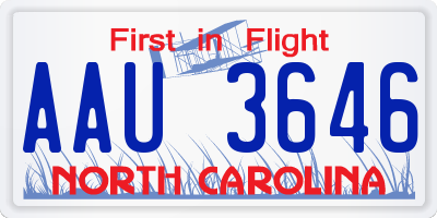 NC license plate AAU3646