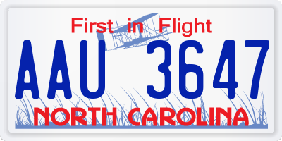 NC license plate AAU3647