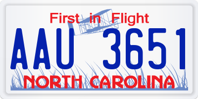 NC license plate AAU3651