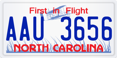 NC license plate AAU3656