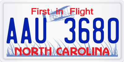 NC license plate AAU3680