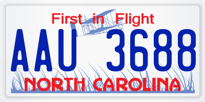 NC license plate AAU3688