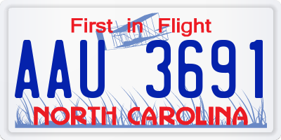 NC license plate AAU3691