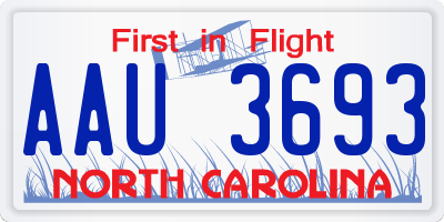 NC license plate AAU3693